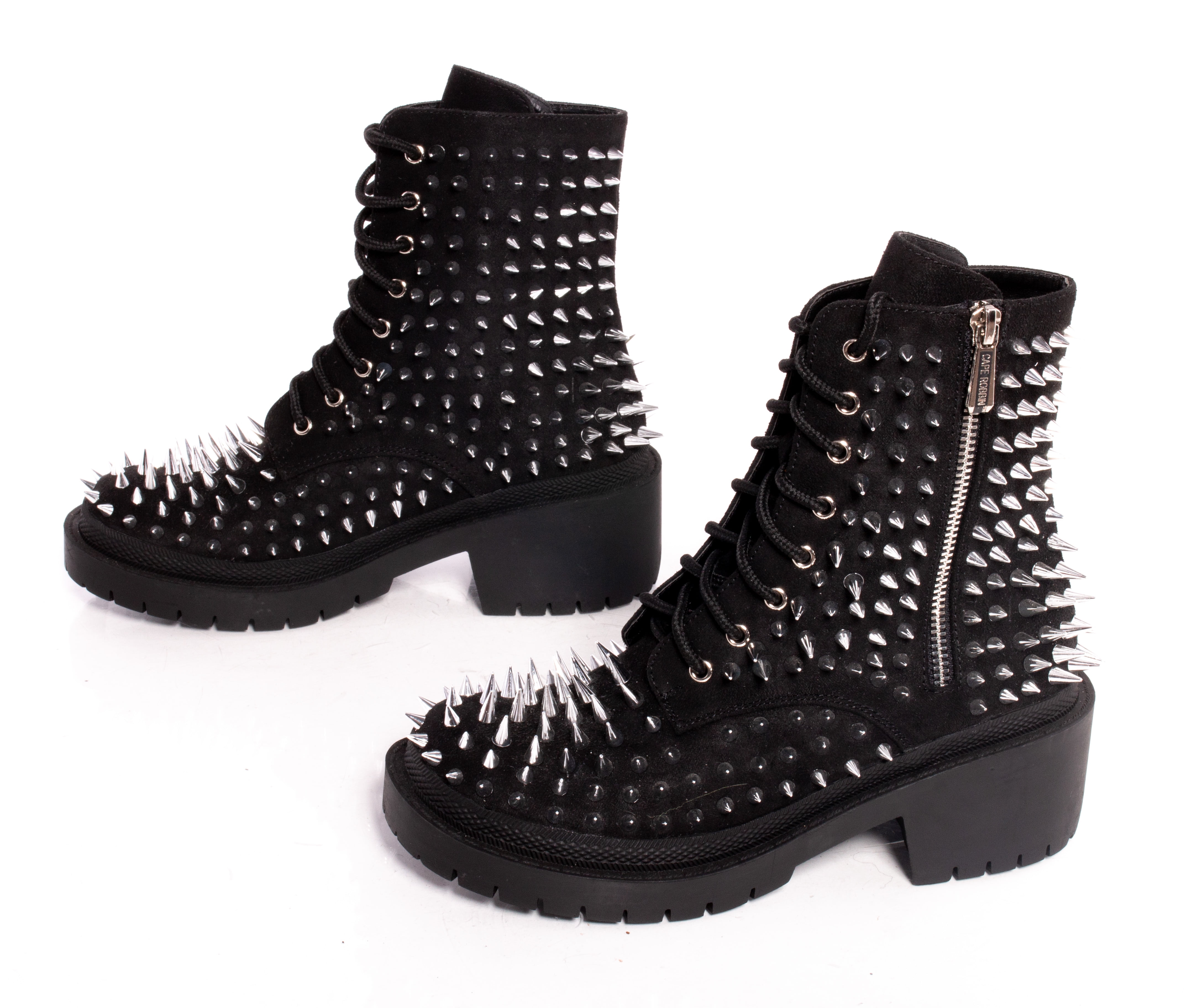 black studded chunky heels
