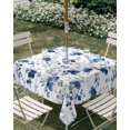 thumbnail image 2 of Square Outdoor Tablecloth with Umbrella Hole Indigo Blue Wildflower Table Cloth Waterproof Patio Table Cover Classic Florals Farmhouse Botanical Zipper Tablecloths for Picnic Camping 54x54 Inch, 2 of 8