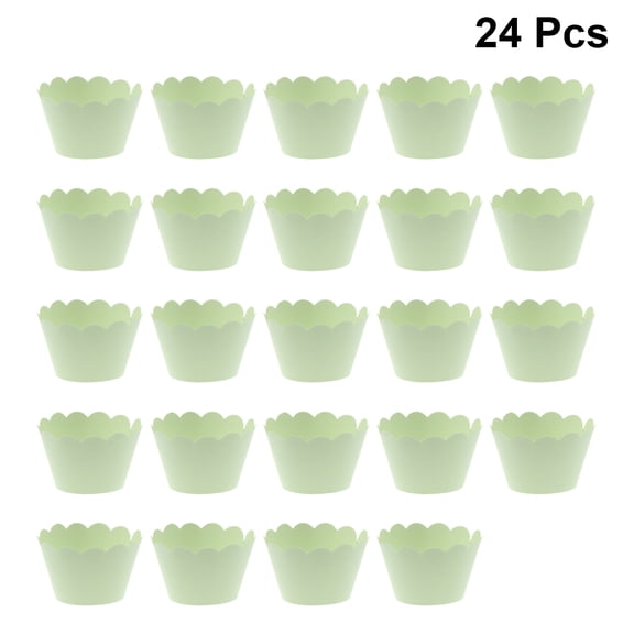 PENIKOKO 24Pcs Green Cupcake Wrappers Baking Cup Liners Paper Holders for Party Decoration and Dessert Presentation