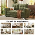 thumbnail image 5 of BedLuxury 55" Foldable Loveseat Futon Sofa Bed with Cup Holder & Storage Pocket, Sleeper Couch, Space Saving, Chenille Green, 5 of 7