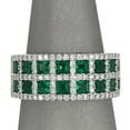 thumbnail image 2 of HeartsAndYou Princess Natural Emerald Moissanite Tile Halo Band Ring 14k SOLID White Gold, 2 of 9