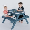 thumbnail image 5 of 3-in-1 Kids Picnic Table, Play Sand and Water Sensory Table with Height Adjustable Umbrella & Removable Tabletop, Kids Wooden Outdoor Table, with 3 Storage Bins, 5 of 18