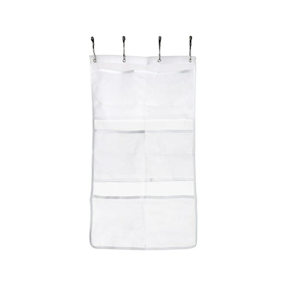 Kraoden Hanging Mesh Pockets Hold, Shower Organizer, Shower Caddy or Bathroom Organizer with Quick Drying Mesh, 6 Pockets to Hold Shampoo, Soap, Loofah, and Cruise Ship Essentials, White