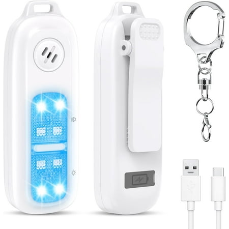 Personal Safety Alarm for Women, Rechar able Clip On Flashlight, 130 dB Safe Sound Personal Alarm with Strobe Lights, Running Lights for Runners, 4 Light Modes