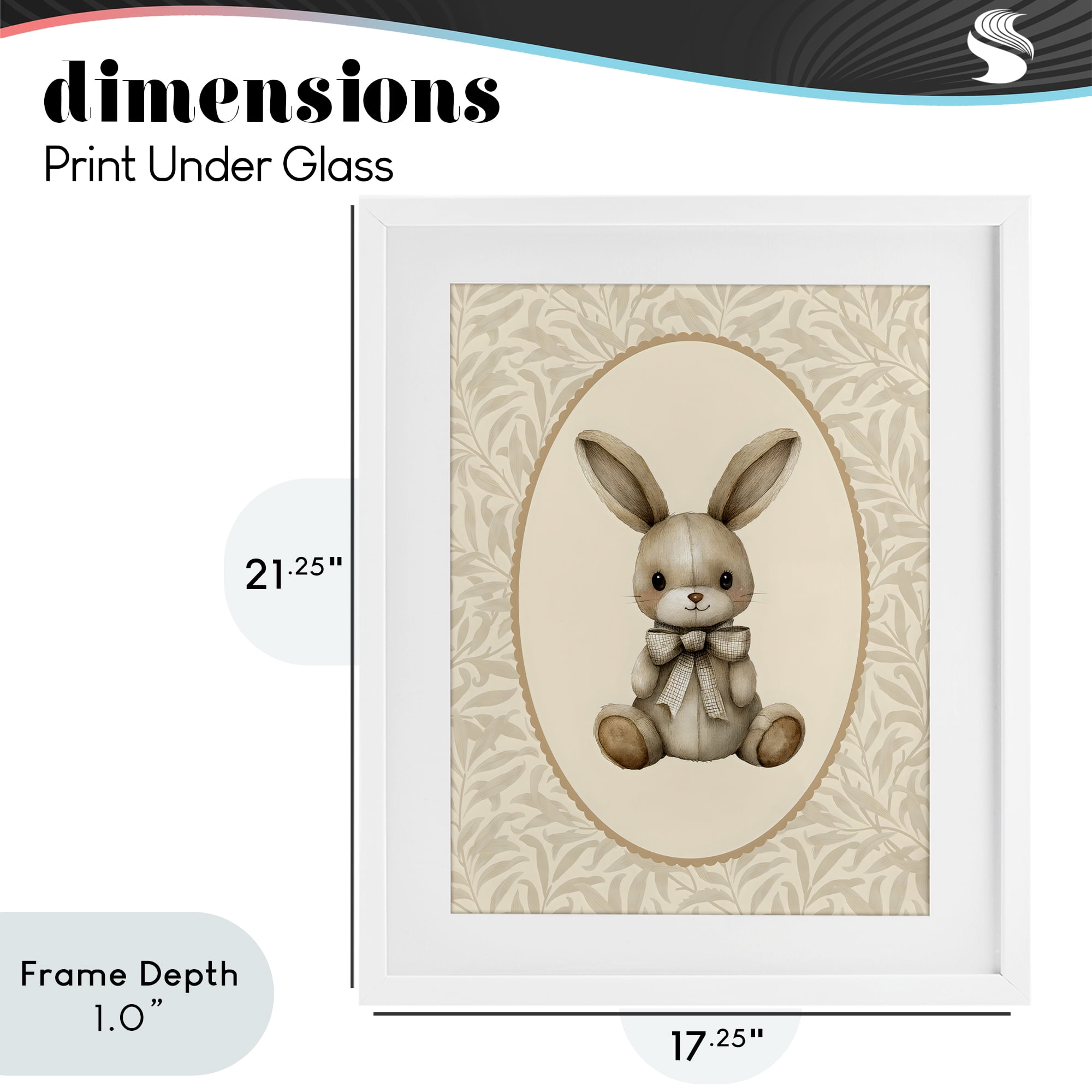Stupell Industries Neutral Bunny in Oval Border White Framed Print Under Glass, design by LSR Design Studio