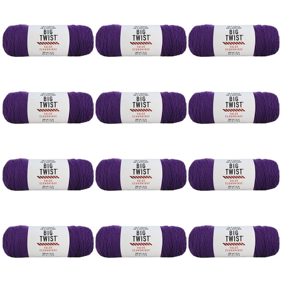 Big Twist Value Yarn - Medium (4) 100% Acrylic Worsted Weight Yarn, Soft & Durable for Knitting & Crochet Blankets, Sweaters, Hats & Crafts, 380 yd / 6 oz Skein, 12 Pack