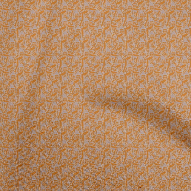 oneOone Georgette Viscose Orange Fabric Kalamkari Sewing Craft Projects Fabric Prints By Yard 42 Inch Wide