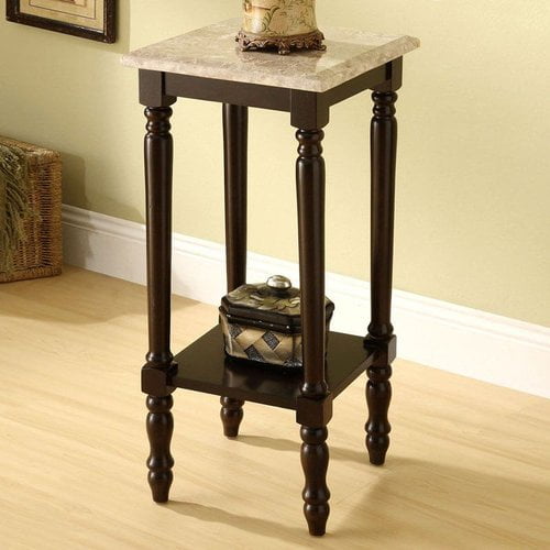 Furniture of America CM-AC787 Santa Clarita Square Marble Top Plant Stand by Furniture of America
