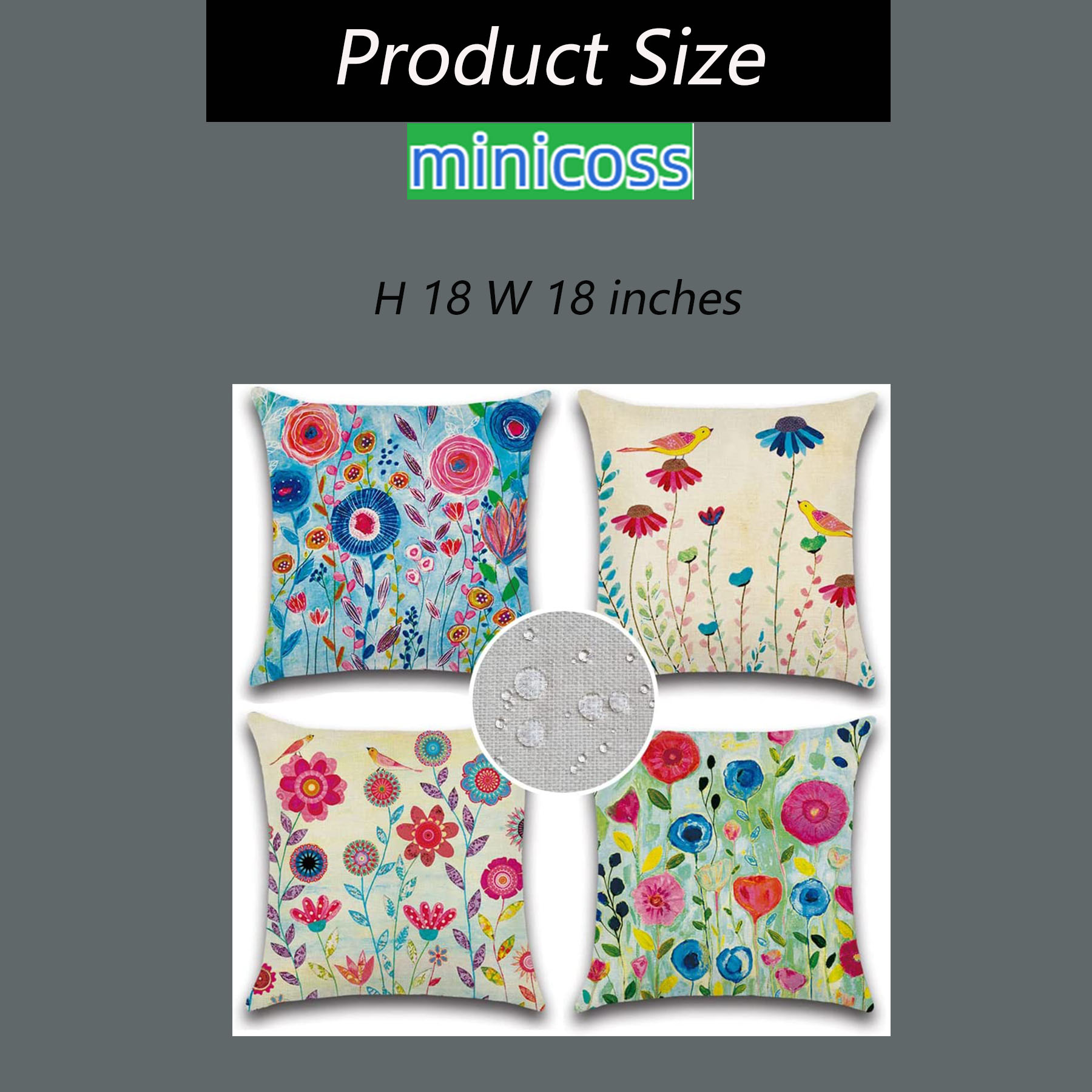 Spring Outdoor Pillow Covers 18x18 Waterproof Set of 4 Flower Outdoor