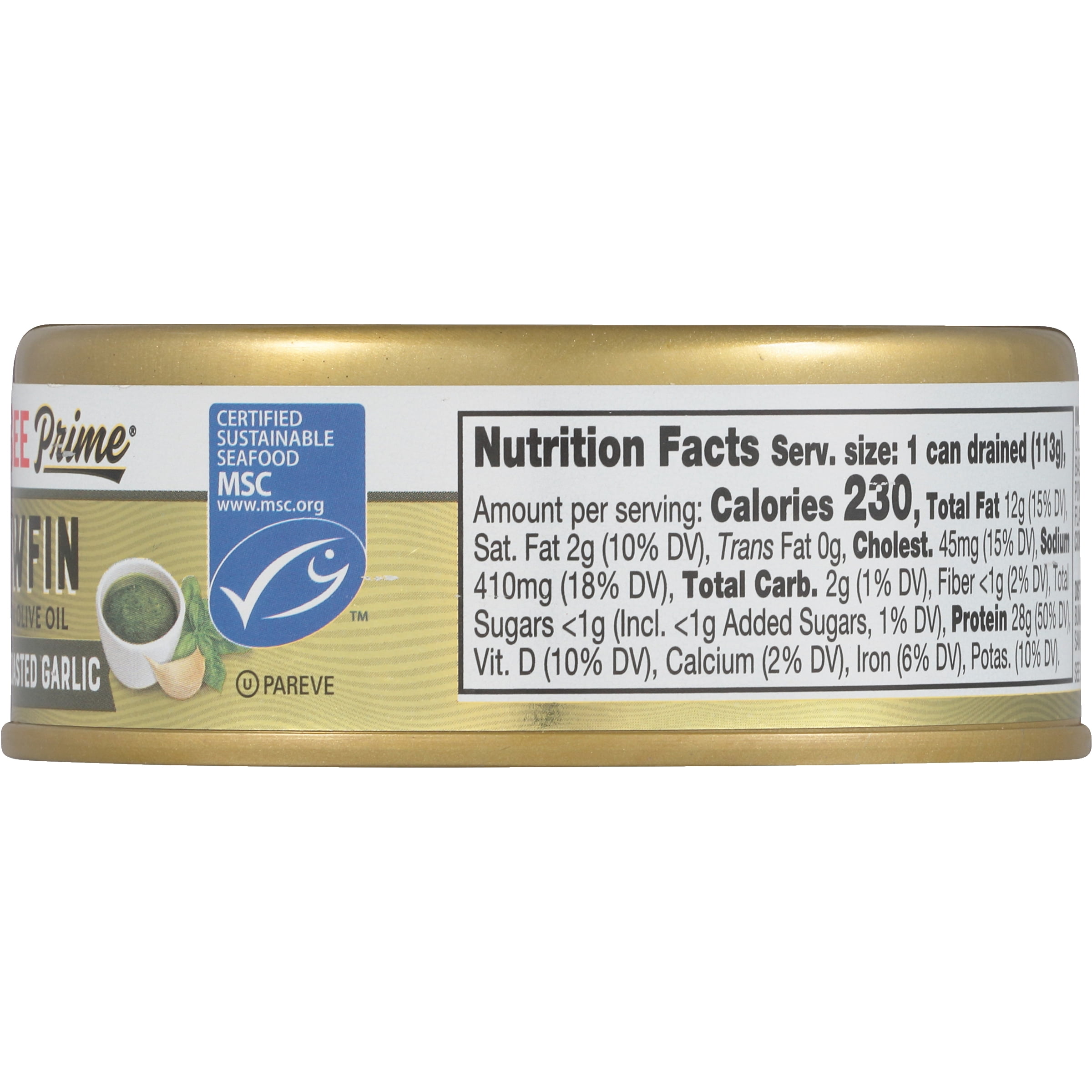 (2 pack) Bumble Bee Prime Basil Pesto and Roasted Garlic Flavored Yellowfin Tuna in Extra Virgin Olive Oil, Wild Caught, Gluten Free, Shelf Stable Can, 5oz