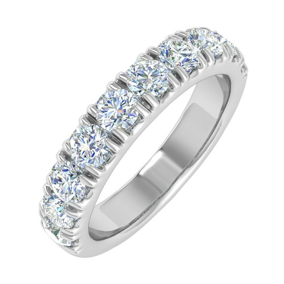 1 Carat Diamond Wedding Band Ring in 14K White Gold - IGI Certified (Ring Size 4.5)