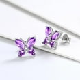 thumbnail image 6 of Juwaliy 925 Sterling Silver Butterfly Earrings February Birthstone Amethyst Earrings Purple Fine Jewelry Women Mother Valentine's Day Gifts for Her, 6 of 7