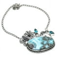 thumbnail image 2 of Natural Caribbean Larimar, Topaz Gemstone 925 Sterling Silver Necklace 18", 2 of 2