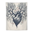 thumbnail image 5 of ONETECH  Surrealistic Tapestry Twin , Human Heart Blooming Tree Leaves Anatomy of Life and Love Concept, Wall Hanging Bedspread Bed Cover Wall Decor, Twin Size, Off White Black, 5 of 7