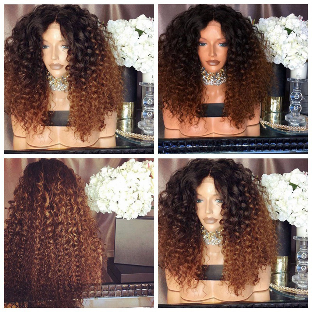 CieKen Black Brown Curly Hair Wig Synthetic Water Wave Curly Long Hair Wigs Fashion - image 4 of 5