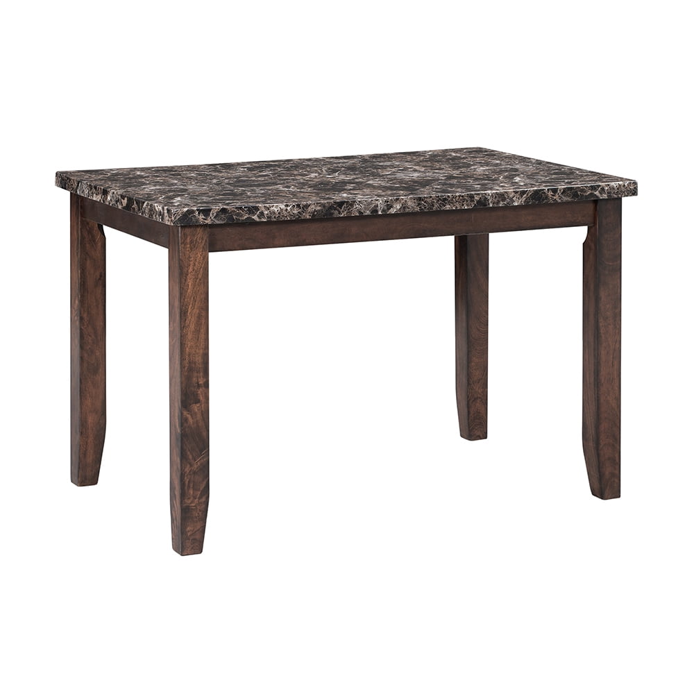 Kepooman 5-Piece Faux Marble Dining Table Set with 4 Thicken Cushion Chairs for Kitchen, Brown & Black Kepooman 5-Piece Faux Marble Dining Table Set with 4 Thicken Cushion Chairs for Kitchen, Brown & Black