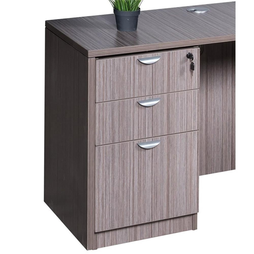Boss Office Products 66 Inch Executive L-Shape Corner Desk with Box/Box/File Storage Pedestal, Driftwood