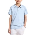 thumbnail image 2 of Dwellite Polo Shirts for Kids Short Sleeve School Uniform Summer Active Striped Tops Back to School 2-13 Years Light Blue 110, 2 of 7