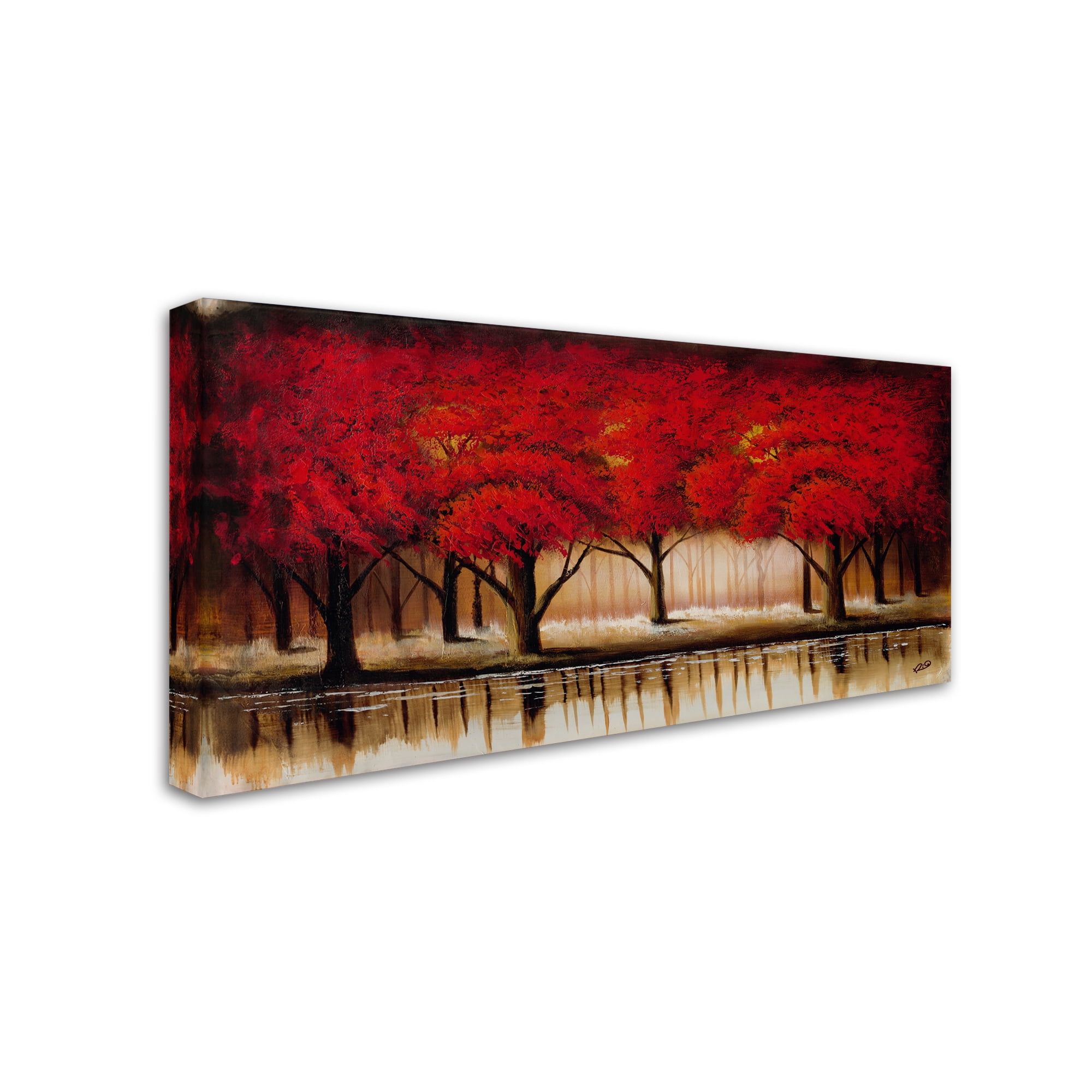 Trademark Fine Art 16x32 Landscape Canvas Wall Art 'Parade of Red Trees II' by Rio