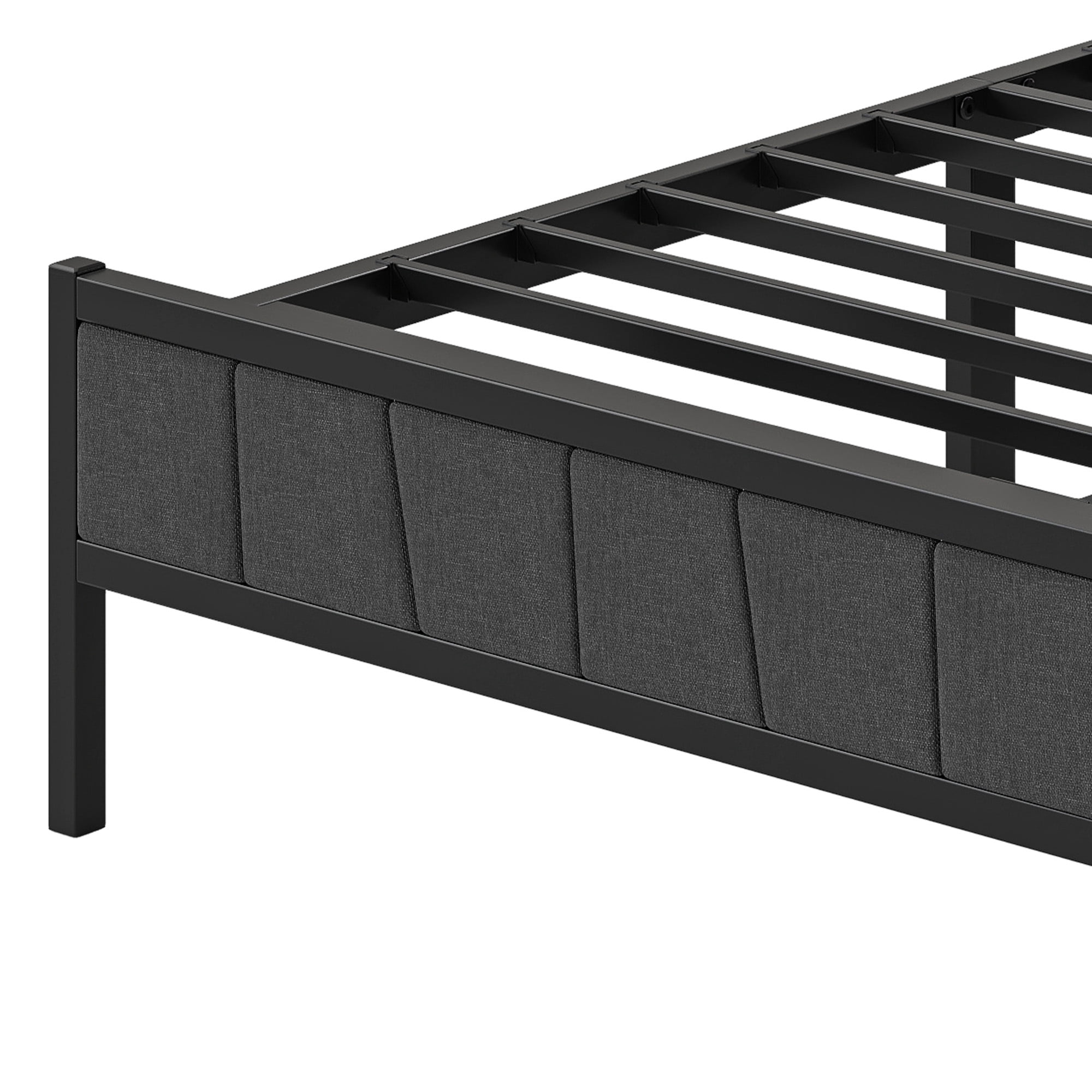 Uforic Queen Bed Frame with LED Lights, Power Hub, and Storage Headboard, No Box Spring Needed, Gray