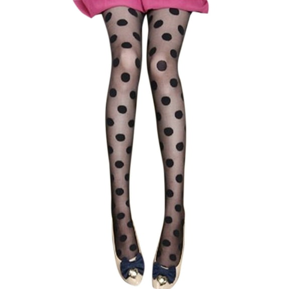 RABBITH Women Vintage Retro Large Polka Dot Printed Hosiery Pantyhose Ultra-Thin Jacquar