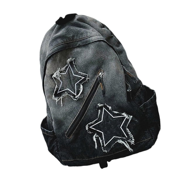 Fashion Denims Backpacks Women Men Lightweight Casual Styles Jeans Laptop Backpacks Travel Daypack Rucksack for Work Blue