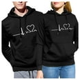 thumbnail image 2 of kayannuo Fall Clothes For Women Men's And Women's Valentine's Day Heart Print Loose Pullover Hooded Sweatshirt Black, 2 of 9