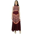 thumbnail image 4 of Phagun Summer Abstract Print Maroon Dress Women Casual Sundress - Choose Size, 4 of 4