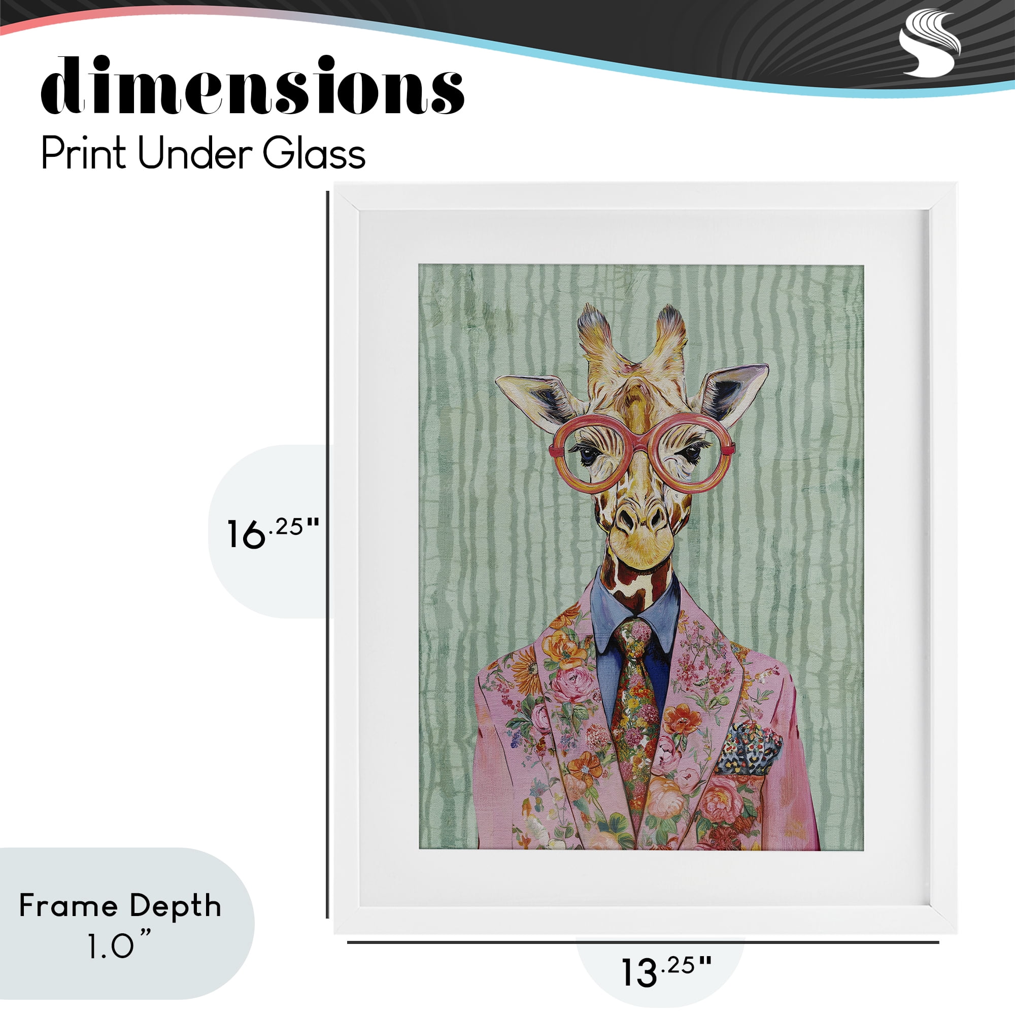 Stupell Industries Tall Stylish Giraffe White Framed Print Under Glass, design by Svetlana Aleynikova