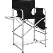 OmySalon 26" Tall Folding Directors Chair with Side Table, Portable Makeup Artist Bar Height, Steel Frame 300 lbs Capacity, 19.2" D x 23.6" W x 40.5" H