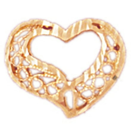 14K Yellow Gold Floating Heart Pendant - 11 mm