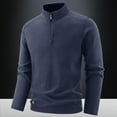thumbnail image 3 of ZCFZJW Mens Quarter Zip Pullover Fleece Sweater Casual Fall Winter Thick Warm Long Sleeve Stand Collar Sweatshirt Lightweight Thermal Jacket Dark Blue XXXL, 3 of 5