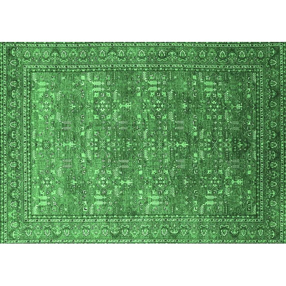 Ahgly Company Indoor Rectangle Oriental Emerald Green Industrial Area Rugs, 8' x 10'