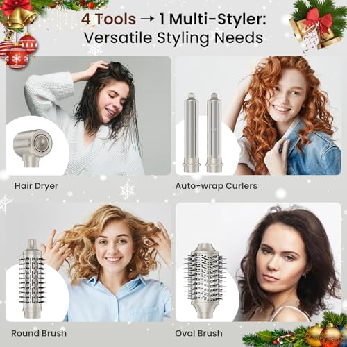 5 in 1 High-Speed Hot Air Styler, Professional Frizz-Free Blow Dryer Brush, Fast Drying Hair Dryer, No Heat Damage - Champagne