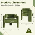 thumbnail image 2 of Pirecart Velvet Accent Chair, Upholstered Reading Chair with 3 Legs, Comfy Barrel Chairs for Living Room, Bedroom, Side Arm Chair, 286 lbs, Green, 2 of 8