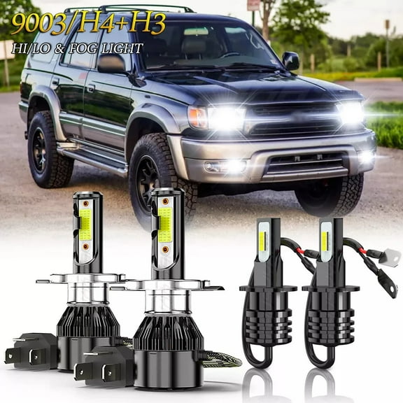 For Toyota 4Runner 1999-2002 LED Headlight Hi-Lo Dual Beam Fog Light Bulbs Kit 6000K White 4x