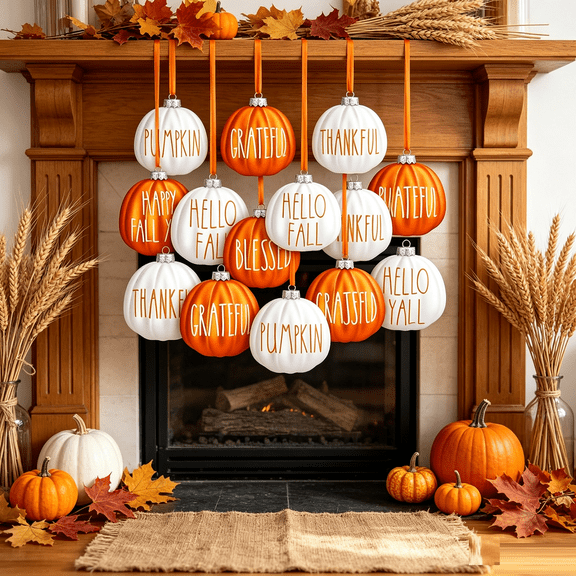 Fall Ornaments for Tree 12Pcs Thanksgiving Fall Tree Decorations Hanging Ball Ornaments
