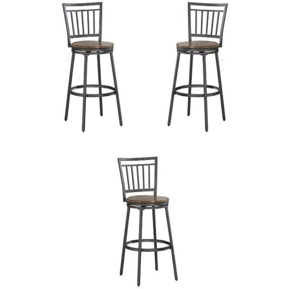 Home Square 25" Swivel Counter Stool in Slate Gray - Set of 3