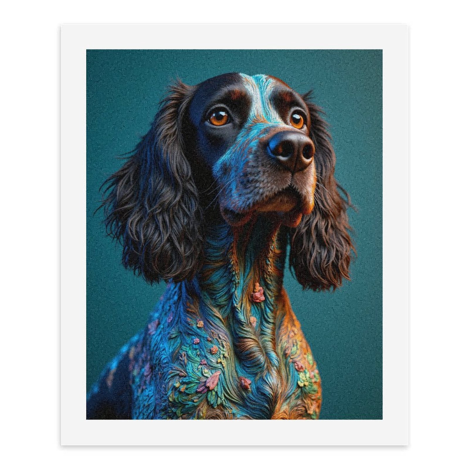 Paint By Numbers Kit for Adults Beginner - Dog Colorful Floral Art Design DIY Canvas Painting Kits for Adults, Frameless Paint By Number for Adults for Home Wall Decor 16x20 Inch