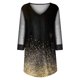 thumbnail image 4 of ICHUANYI Clearance Fashion Womens Printing Dress SeeThrough Mesh Perspective Long Sleeve V Neck Dresses(Black, S) ICHUANYI WER2023081204179, 4 of 5