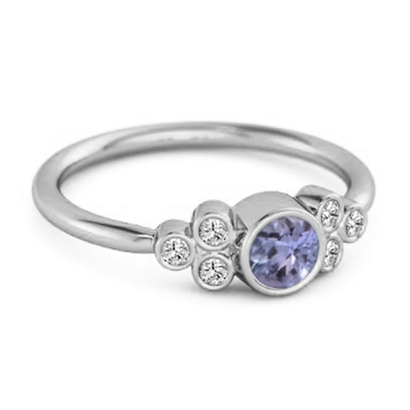 Mooneye Tanzanite Bezel Set 925 Sterling Silver Boho Women Valentines Day Gift Ring