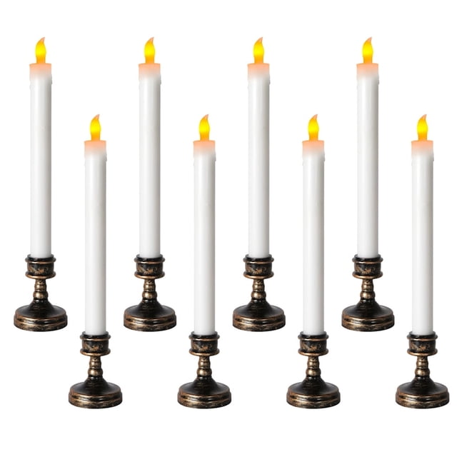 Lámpara de vela electrónica de 8 piezas, luz LED para velas, adorno de vela sin llama para iglesia