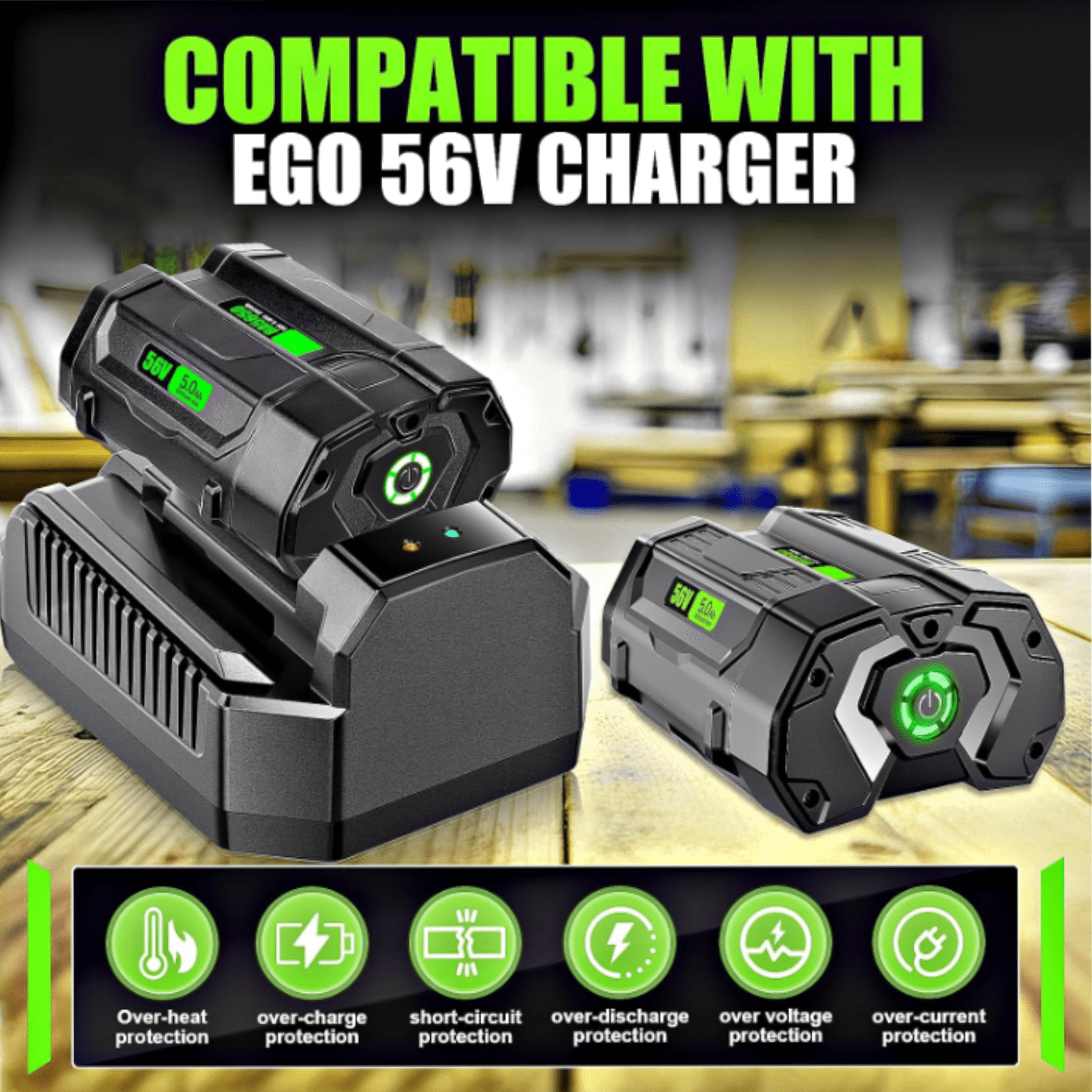 56V 5.0Ah Replacement Battery for EGO 56V Battery BA2800 BA4200, Compatible with EGO Power+ Cordless Tool