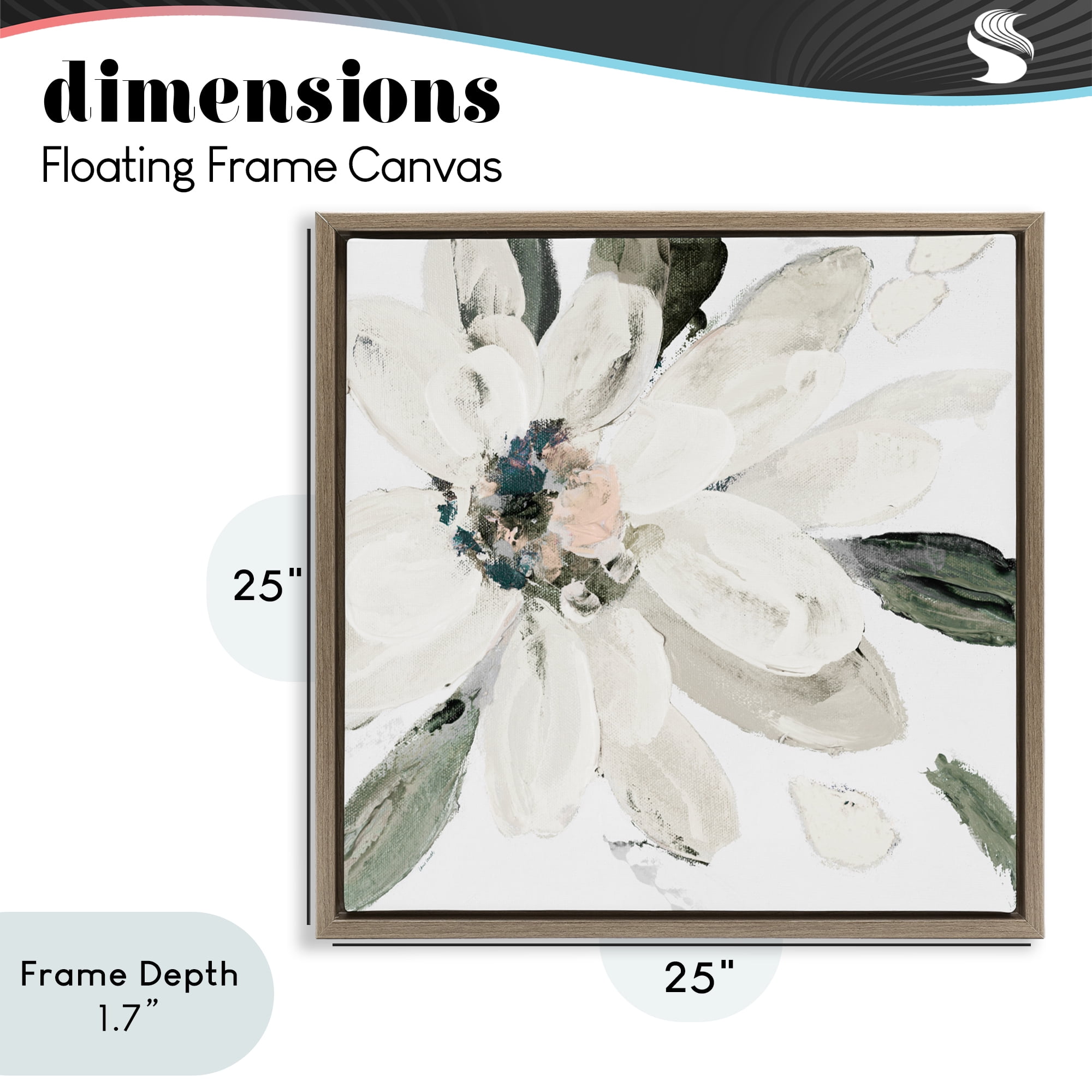 Stupell Industries Naturally Blooming White Flower Brown Framed Floater Canvas Wall Art, design by Lanie Loreth