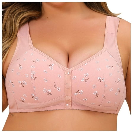 Zshosam Women Sexy Lace Front Button Shaping Cup Adjustable Shoulder Strap Large Size Underwire Bra(Light Pink 58)