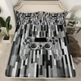 thumbnail image 2 of Manfei Teenager Gamer Twin Sheet Sets for Boys, Gray Geometric Stripe Twin Fitted Sheet, Cool Gamepad Flat Sheet, Ultra Soft Home Decor 3 Pieces, 2 of 7
