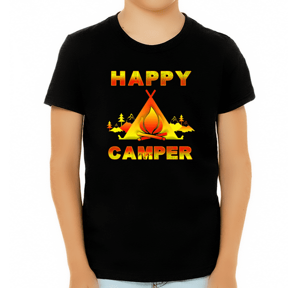 Camping Shirt for Boys - Camping Clothes for Boys - Happy Camper Camping Shirts for Kids Funny