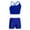 A Royal Blue, variant on YIZYIF Girls Athletic Outfit Sports Suit Asymmetrical Shoulder Crop Top with Shorts Set for Gymnastics Dance Training Black 14