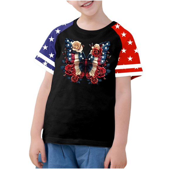 Gamivast Unisex Kids July 4Th Amarican Flag Top Patriotic Funny T-Shirt Summer Short Sleeve Independence Day Shirts Black Walmart Plus Membership Cancel Order