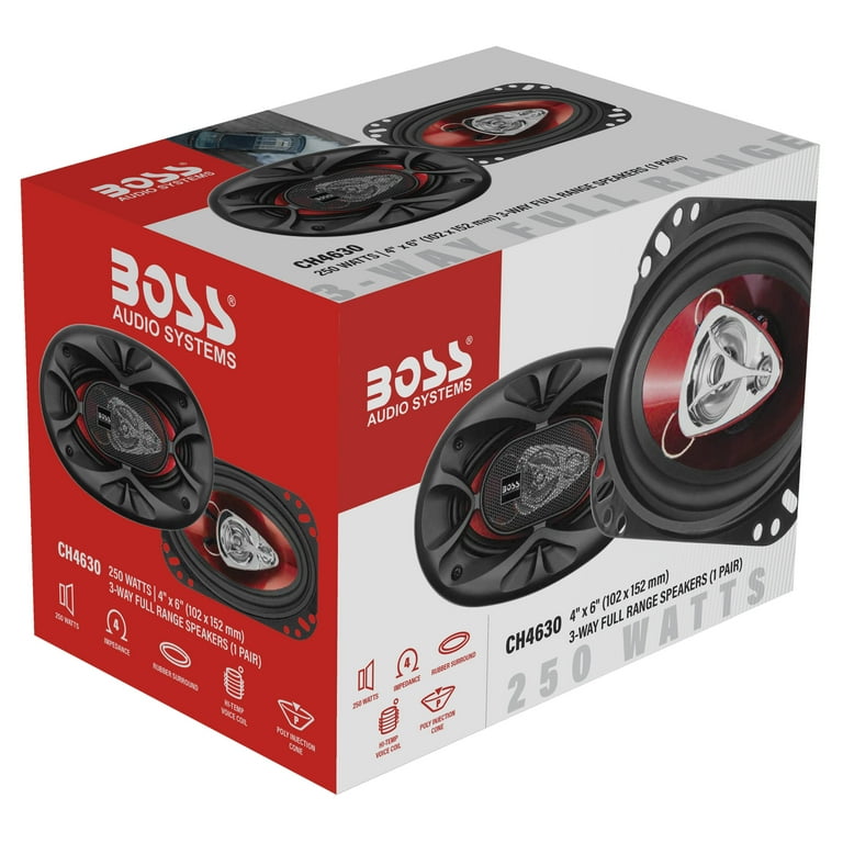 BOSS Audio CH4630 4x6 inch Car Speakers, 250W Max, 3-Way, Sold in